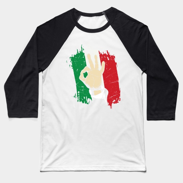 Italian Hand Gesture Sing Language Funny Italy Flag Vintage Baseball T-Shirt by GShow